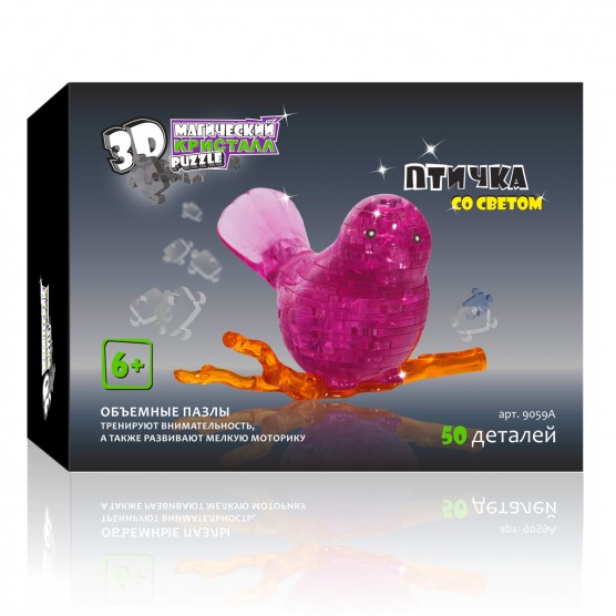 Интерьерный конструктор Hobby Day DIY MiniHouse, Птичка на ветке со Светом 3d пазл,  9059A-2