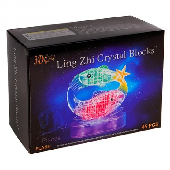 Интерьерный конструктор Hobby Day DIY MiniHouse, Рыбы со Светом 3D  Знаки Зодиака,  9042A-2