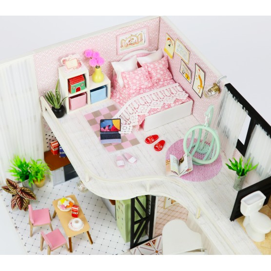 Интерьерный конструктор Hobby Day DIY MiniHouse, Розовый лофт, M035-3