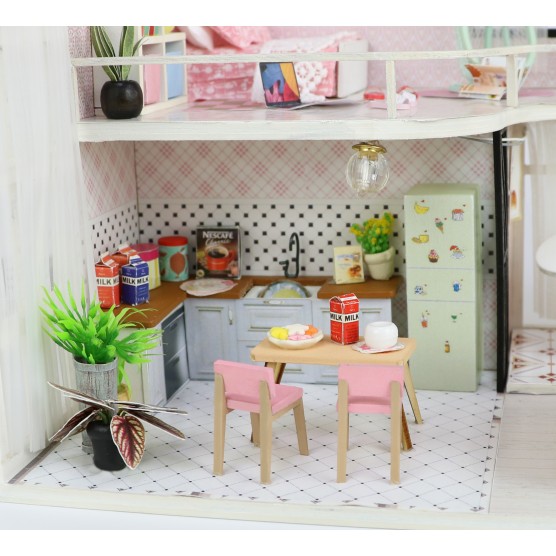 Интерьерный конструктор Hobby Day DIY MiniHouse, Розовый лофт, M035-1