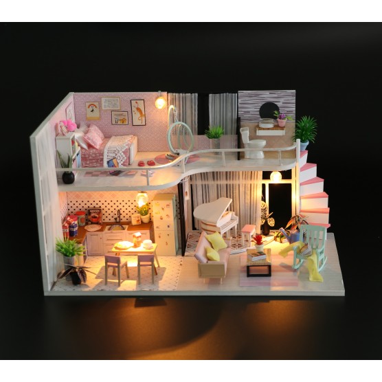 Интерьерный конструктор Hobby Day DIY MiniHouse, Розовый лофт, M035-4